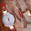 Fashion Luxury Rhinestone Bracelet Women Top Quartz Casual Watch Red  Newly