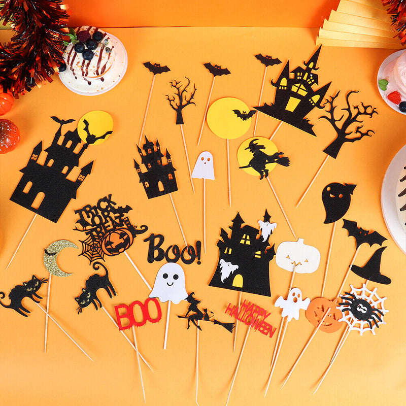 Wedding Halloween Style Cake Topper Set Cupcake Decor Baking Decoration
