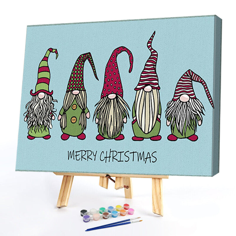 Christmas Gnome Oil Paint By Numbers DIY Coloring Picture for Adults Children