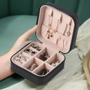 Jewelry Box for Women Portable Mini Leather Jewellery Storage Case (Black)