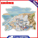 14CT Partial Cross Stitch Quiet Beach Counted DIY Handmade Cotton Embroidery Kit