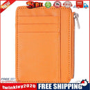Women Men Retro Leather Coin Purse Zipper Litchi Pattern Card Case (Orange)