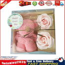 Coral Fleece Bear Towels Scented Soap Flowers with Clear Box Set (Pink) Newly