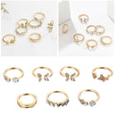 7pcs/set Rhinestone Open Ring Women Butterfly Flower Finger Rings Jewelry Gift