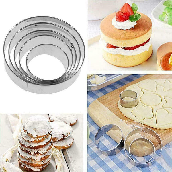 5X Round Circle Steel Cookie Cutter Biscuit Q Pastry DIY AU Mold E8W0