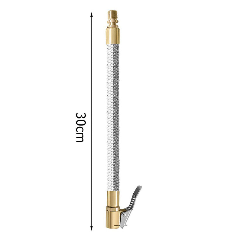 Motorcycle Bike Tire Inflator Hose Air Chuck Tube Stainless Steel (30cm) Newly