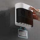 Wall Toothpaste Dispenser Squeezer Dust-proof Toothbrush Holder Storage She