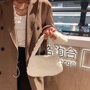 Female Fluffy Fashion Pure Color Shoulder Bag Mini Mobile Phone Underarm Bag