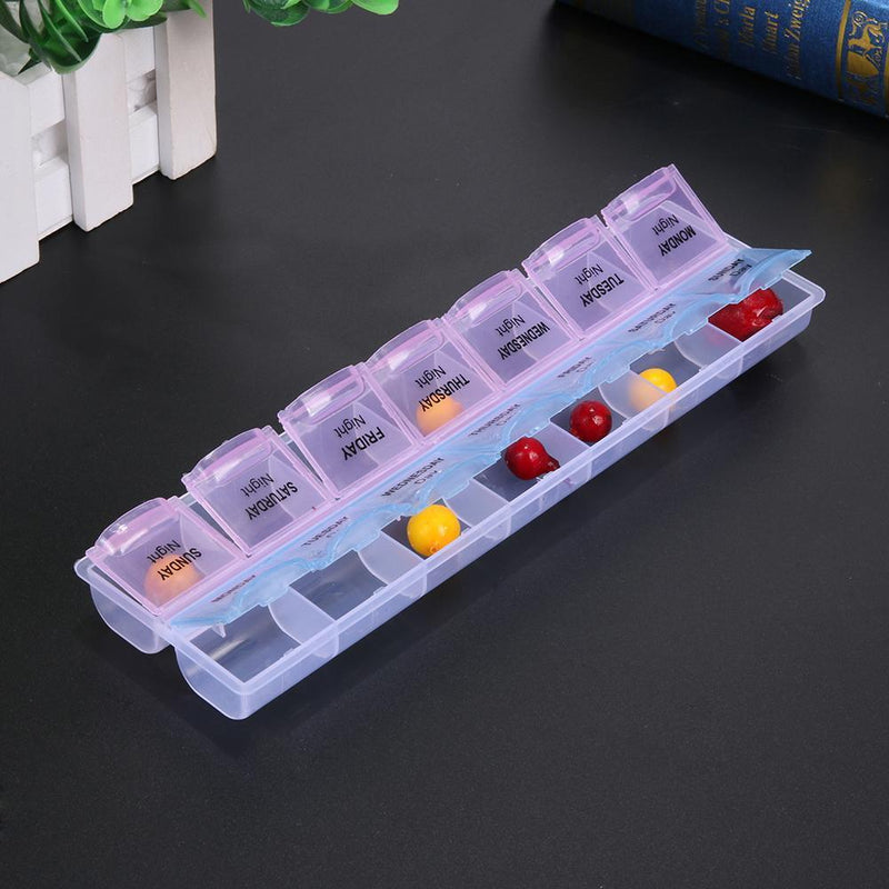 2Row 14Grid Portable Medicine Box Holder Storage Container Pill Case
