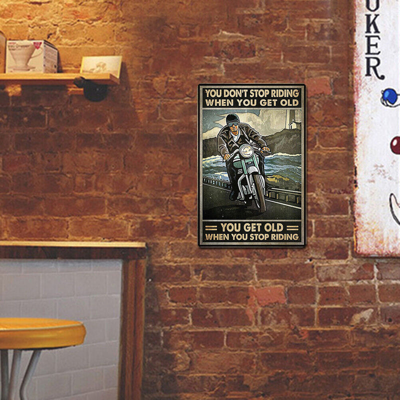 Riding Motorcycle Retro Metal Plate Tin Sign Plaque Poster for Bar Club