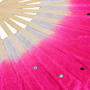 Chinese Folk Art Rose Silk Veil Bamboo Short Dancing Fan for Belly Dance