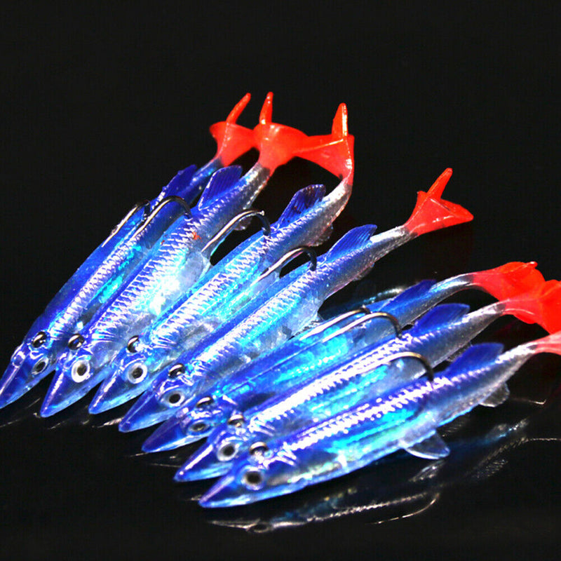 Soft Lures 8cm Wobbler  Head Hook Bait Jig Bass Fishing Tackle (5pcs) Newly