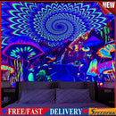Fluorescent Tapestry Colorful Mushroom Wall Hanging Luminous Tapestries Dec