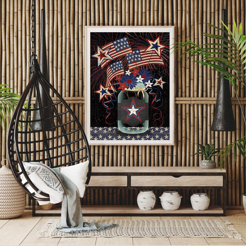 5D Diamond Painting Independence Day Full Round Drill Rhinestone DIY Wall Arts