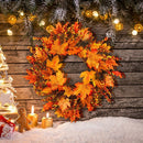 Halloween Decor Maple Leaf Door Hanging Wreath Pumpkin Wreath Flower Garland