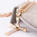 Boys Fashion Stainless Steel Gift Brave Pendant Cross Crystal Chain Necklace