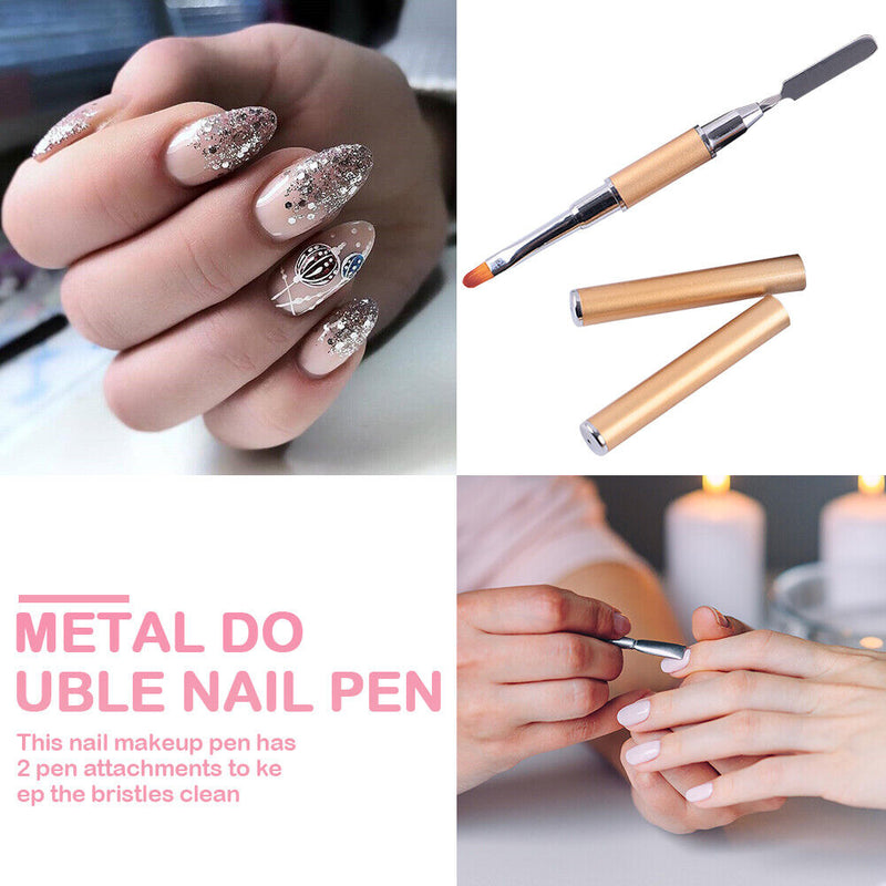 Double-Ended Nail Pen Poly Nail Gel Flower Brush Picker Manicure Tools 2 in