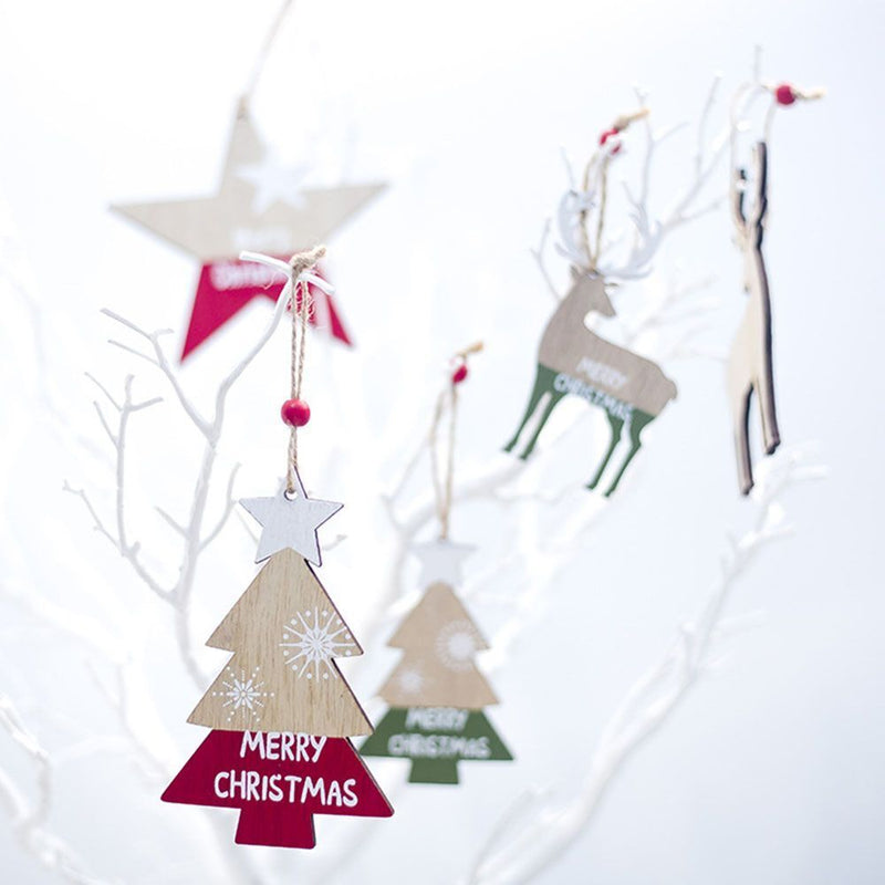 Xmas Hanging Christmas Tree Decoration Wooden Ornaments  Snowman/Elk/Angel