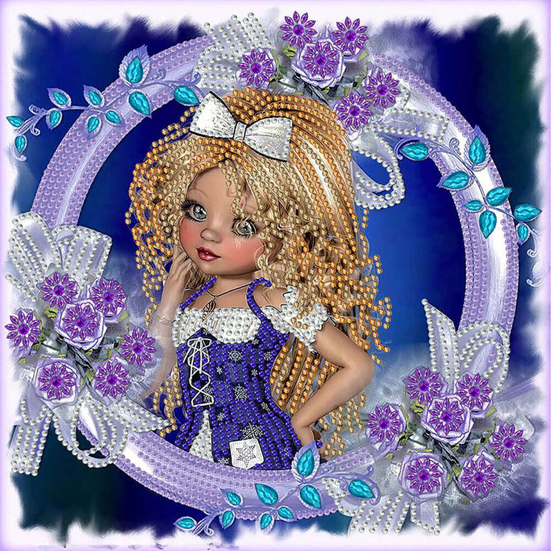 Purple Rose Girls Diamond Painting, Partially Specially Shaped Drilling Decor (YXC1