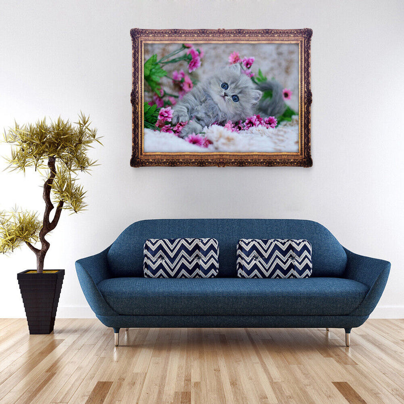 DIY Diamond Painting Cat 5D Diamond Embroidery Animal Kitten Mosaic Home Decor C