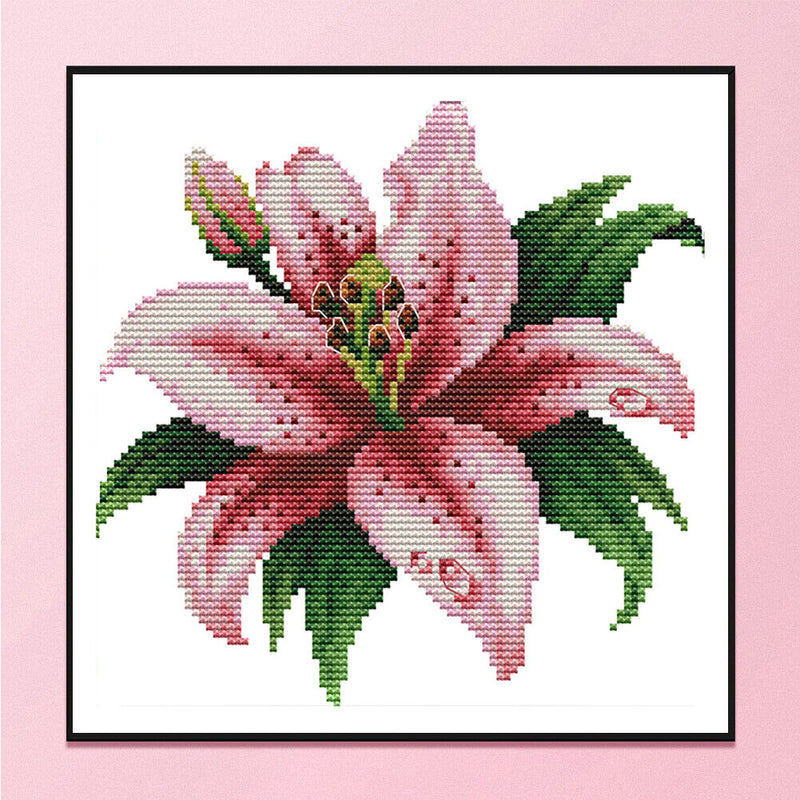 Partial Cross Stitch Blossom Lily 14CT Counted Embroidery Needlework DIY Decor