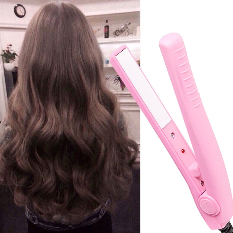 2 in 1 Crimper Mini Hair Straightener Curler Flat Iron Styling Tool (Red) Newly