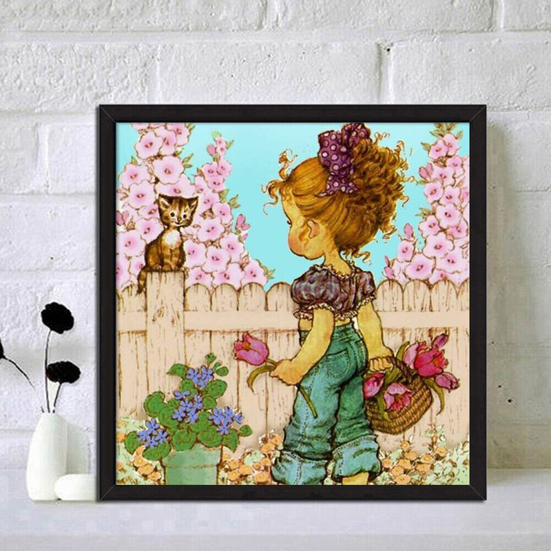 Kids Girl 5D DIY Full Drill Round Diamond Painting Rhinestone Mosaic Picture Set