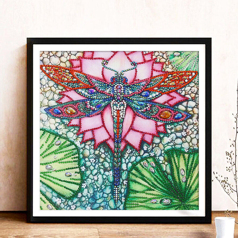 Mosaic Special Shape DIY Lotus Dragonfly Diamond Painting Rhinestone 5D Kit