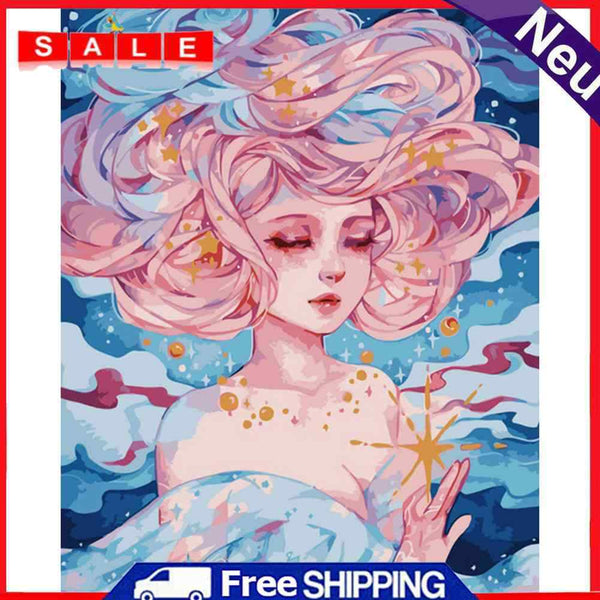 Oil Paint By Numbers Painting Girl Coloring Picture Digital Drawing