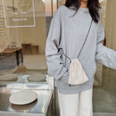 Portable Corduroy Female Crossbody Bag Solid Drawstring Clutch Mini Casual Purse