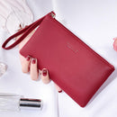 Fashion Women Change Messenger Bag Portable Clutch PU Wallet (Wine Red)