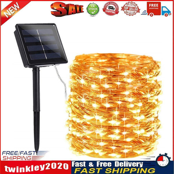 50 LED 5m Solar Copper Wire Lamp 8 Modes Decor String Light (Warm White) Newly