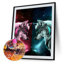 5D DIY Diamond Painting Kit Full Round Drill Confrontation Wolves Mosaic Picture