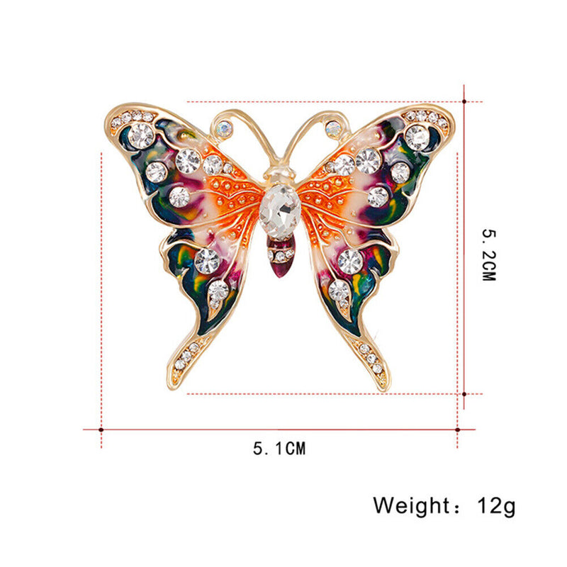 Colorful Butterfly Brooches Rhinestone Pins Men Women Enamel Lapel Badge Jewelry