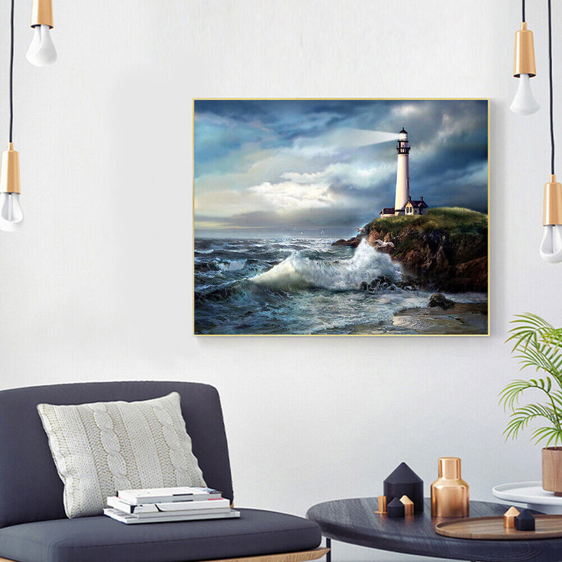 Lighthouse Drawing Frameless DIY Oil Paint by Numbers Canvas Home Decor Kit