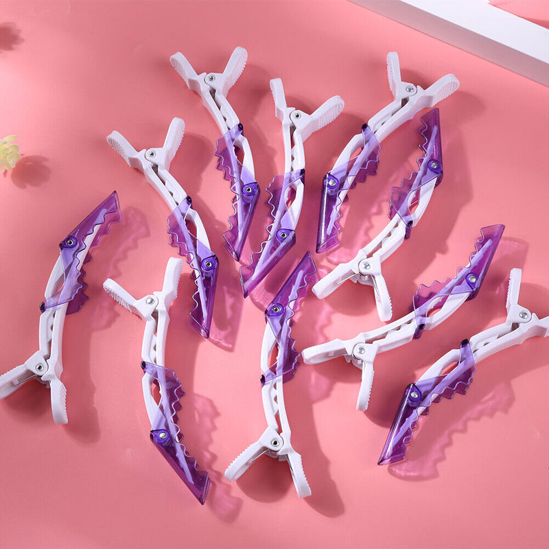 10pcs Plastic Salon Hair Clip Set Hairdressing Crocodile Hair Grip (Purple)