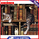 Painting By Numbers DIY Cat Books Hand Painted Canvas Oil Art Picture Craft Kit