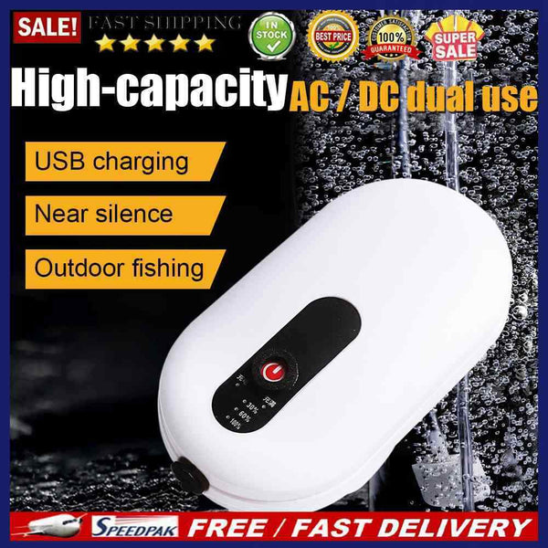 1500mAh Mute Fish Tank Aerator AC DC Dual-purpose Aeration Pump Tackle Equipment