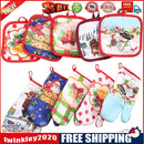 2pcs/set Christmas Home Decoration Glove+Microwave Oven Heat Insulation Pad