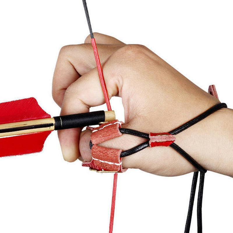 Thumb Finger Tip Protector Practice Archery Pull Arrow Guard Rings (Red)