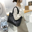 Women Lattice Solid Color Nylon Shopping Bag Casual Large Capacity Shoulder Bags