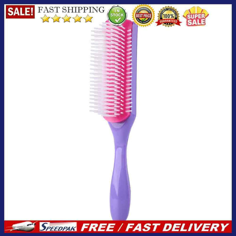 9 Rows Hair Brush Straight Curly Hair Detangling Comb Barber Salon Styling