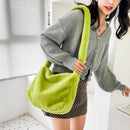 Women Soft Warm Plush Pure Color Handbags Female Travel Fluffy Shoulder Bags