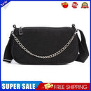 Fashion Corduroy Crossbody Bag Women Solid Chain Shoulder Handbags (Black)