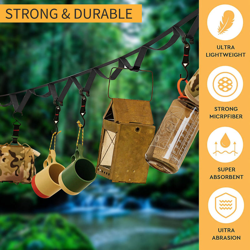 Campsite Storage Strap for Hanging Camping Equipment Gear and Supplies Durabl