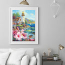 5D DIY Diamond Painting Full Drill Seaside House Embroidery Picture Mosaic