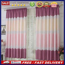 2PCS Wide Strip Shading Curtain Bedroom Semi Blackout Purdah(Purple)