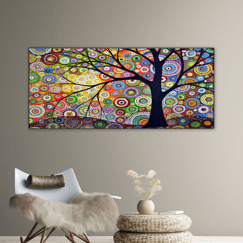 Color Tree Oil Paint By Numbers DIY Handpainted on Canvas Wall Picture Unfr