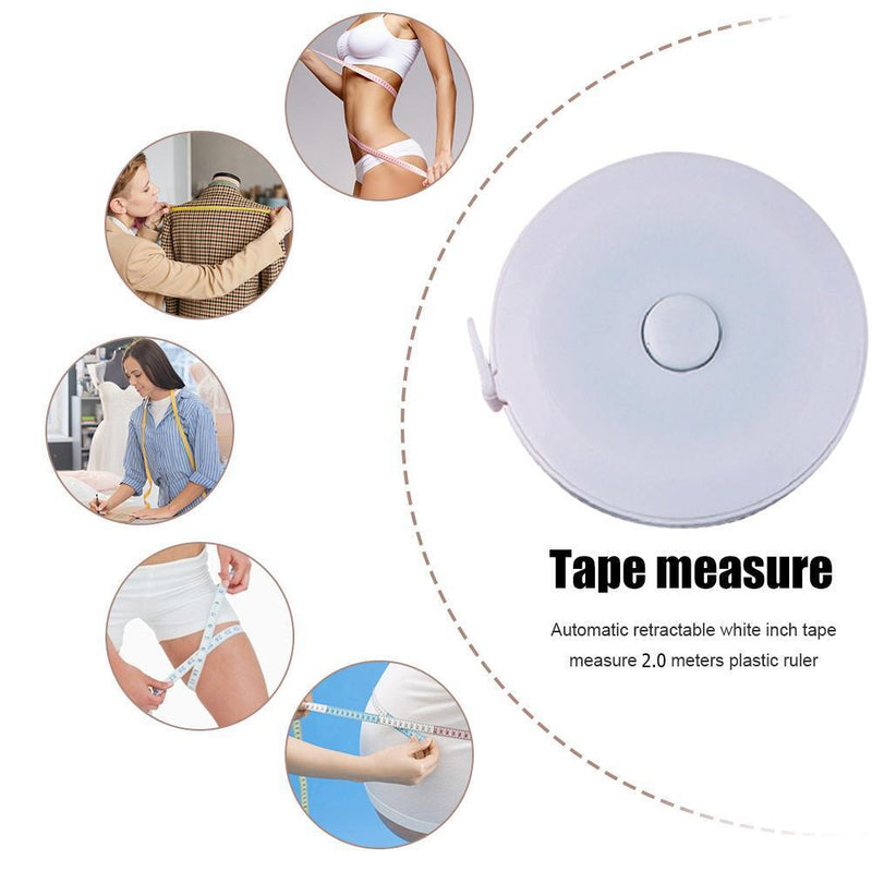 2m Retractable Measure Tape Kid Height Size Gauge Measurement Ruler (White)
