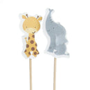 24pcs Cake Dessert Inserted Card with Zoo Animal Elephant Lion Pattern